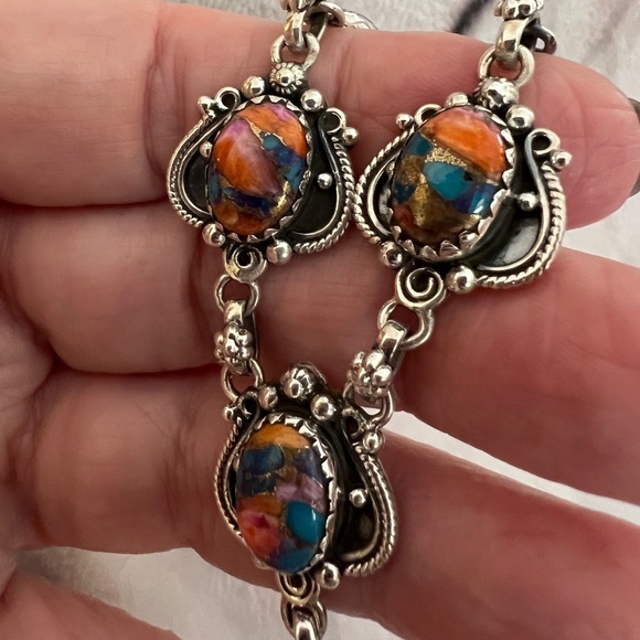 ❤️ Pink Dream Dahlia Kingman Turquoise 925 Navajo Lariat Necklace 20+2” 26.8gm - Picture 12 of 15